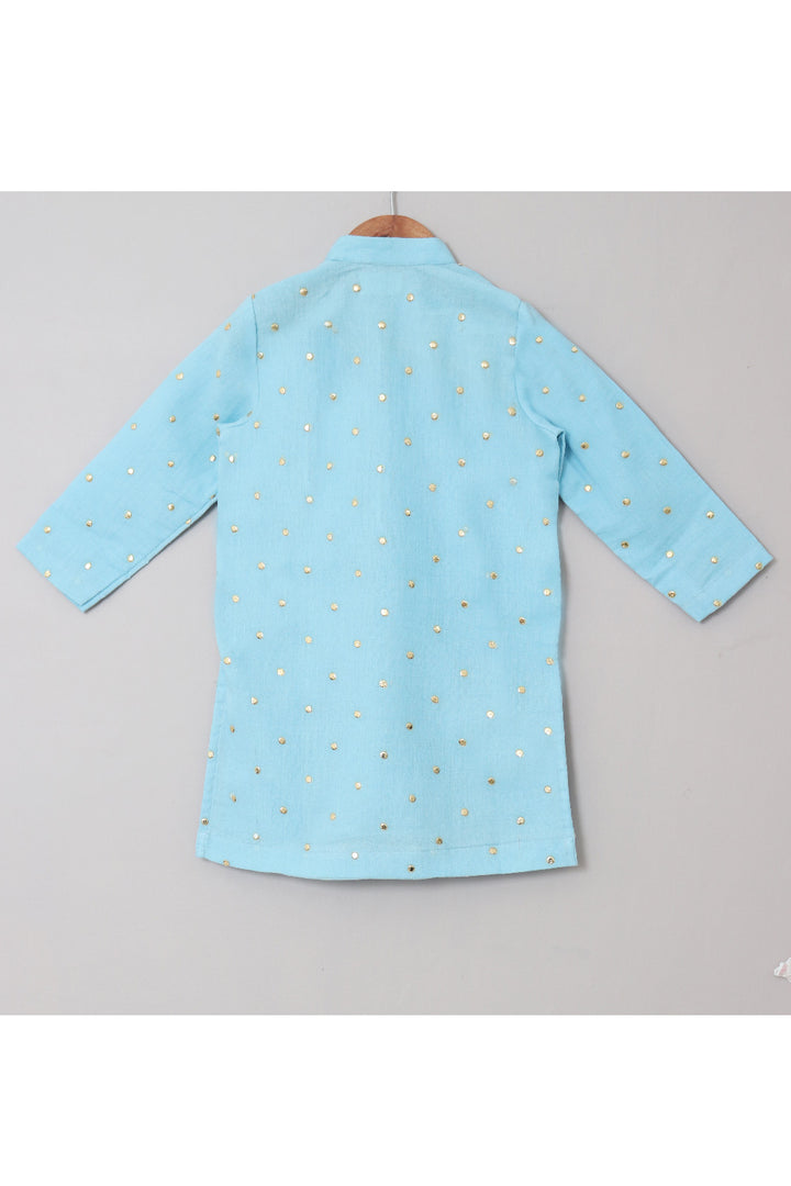 Light Blue Buti Embroidered Pure Cotton Kurta