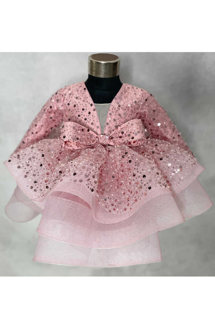 Blush Pink Sequined Net Dress