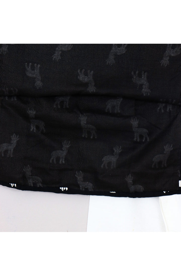 Black And White Deer Embroidered Silk Kurta With Pyjama Set
