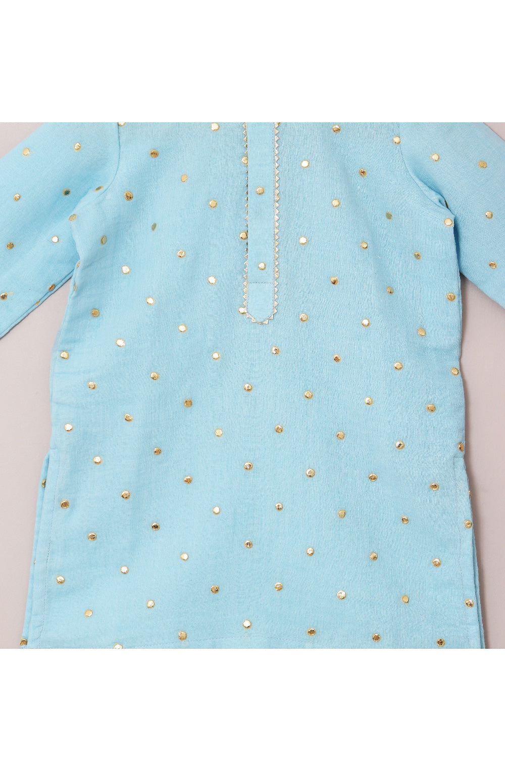 Light Blue Buti Embroidered Pure Cotton Kurta