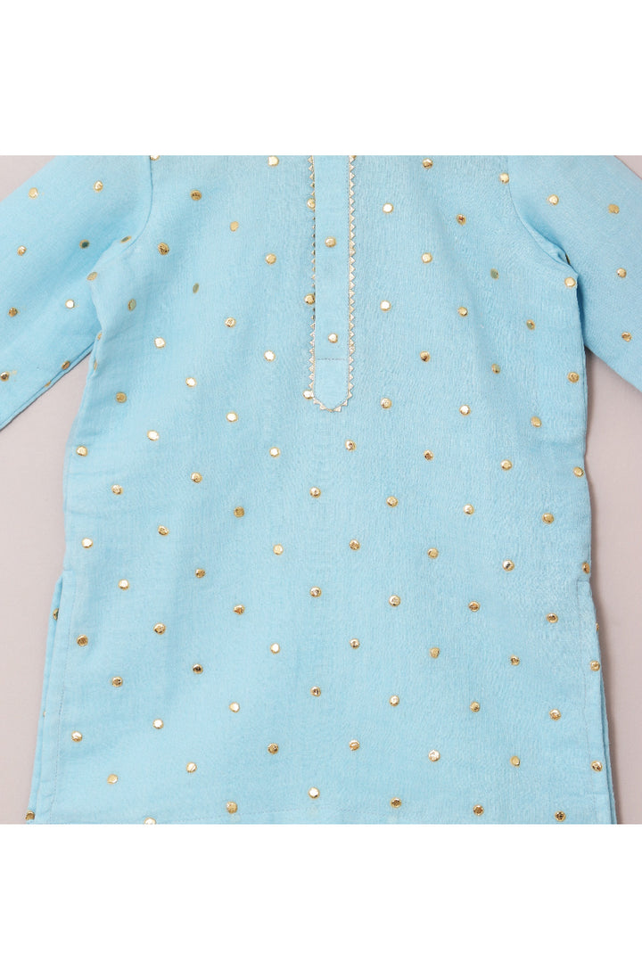Light Blue Buti Embroidered Pure Cotton Kurta