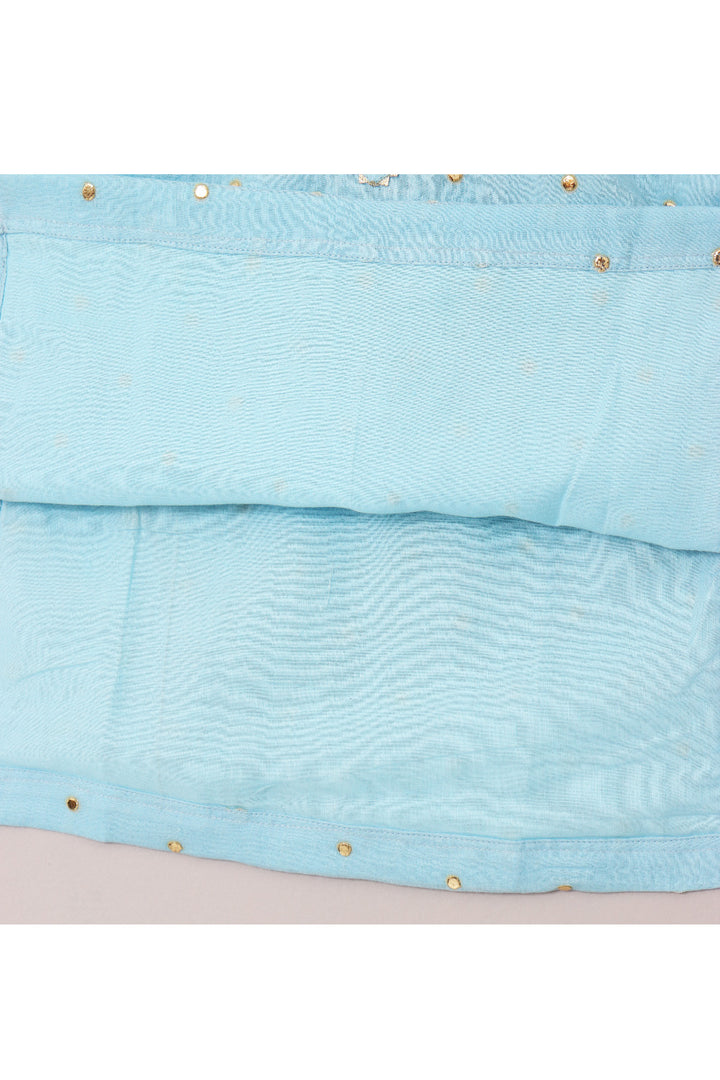Light Blue Buti Embroidered Pure Cotton Kurta