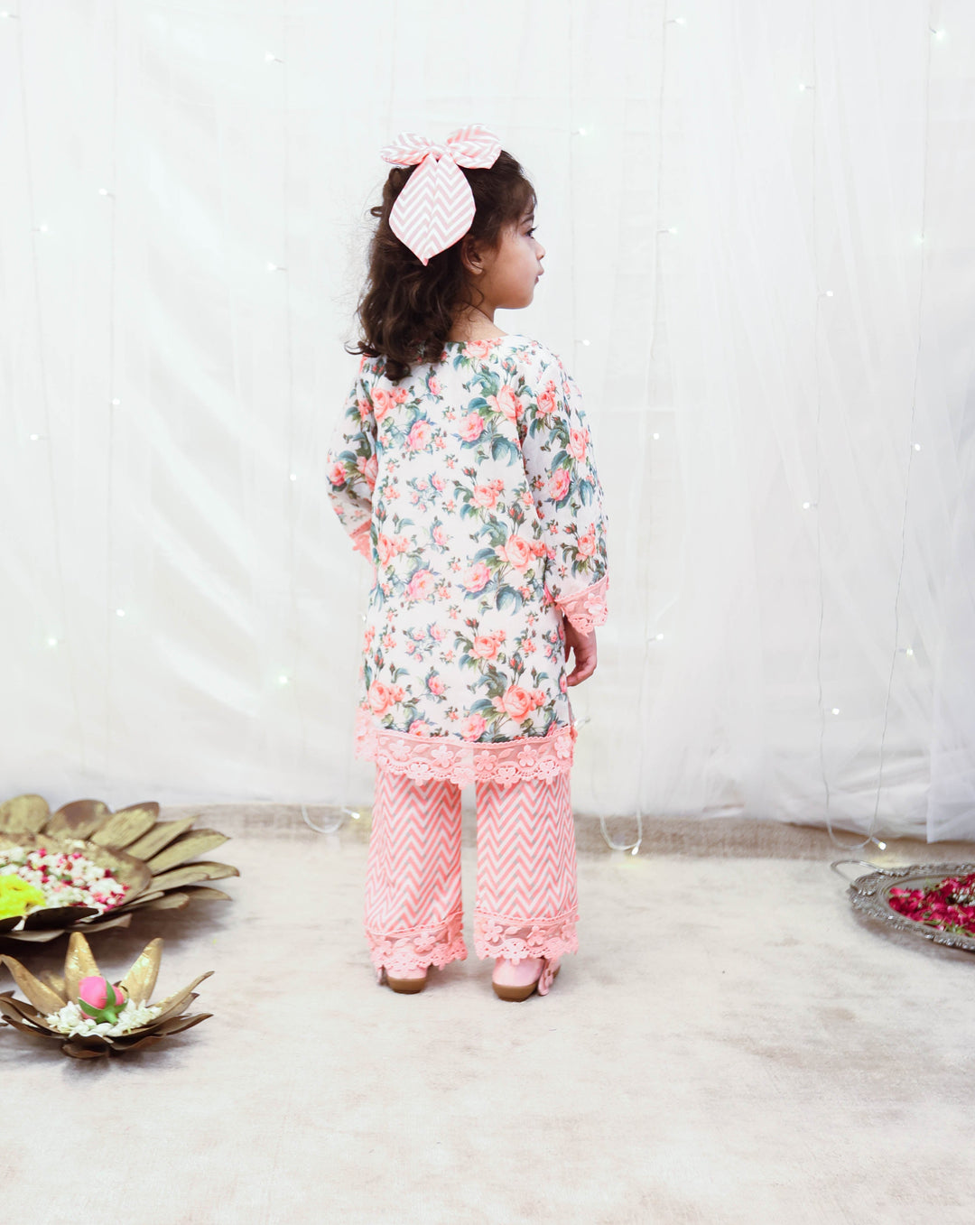 Rose Printed Cotton Kurti With Pant Set