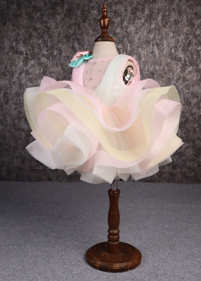 Rainbow Shaded Stone Embellished With Detachable Trail Dress