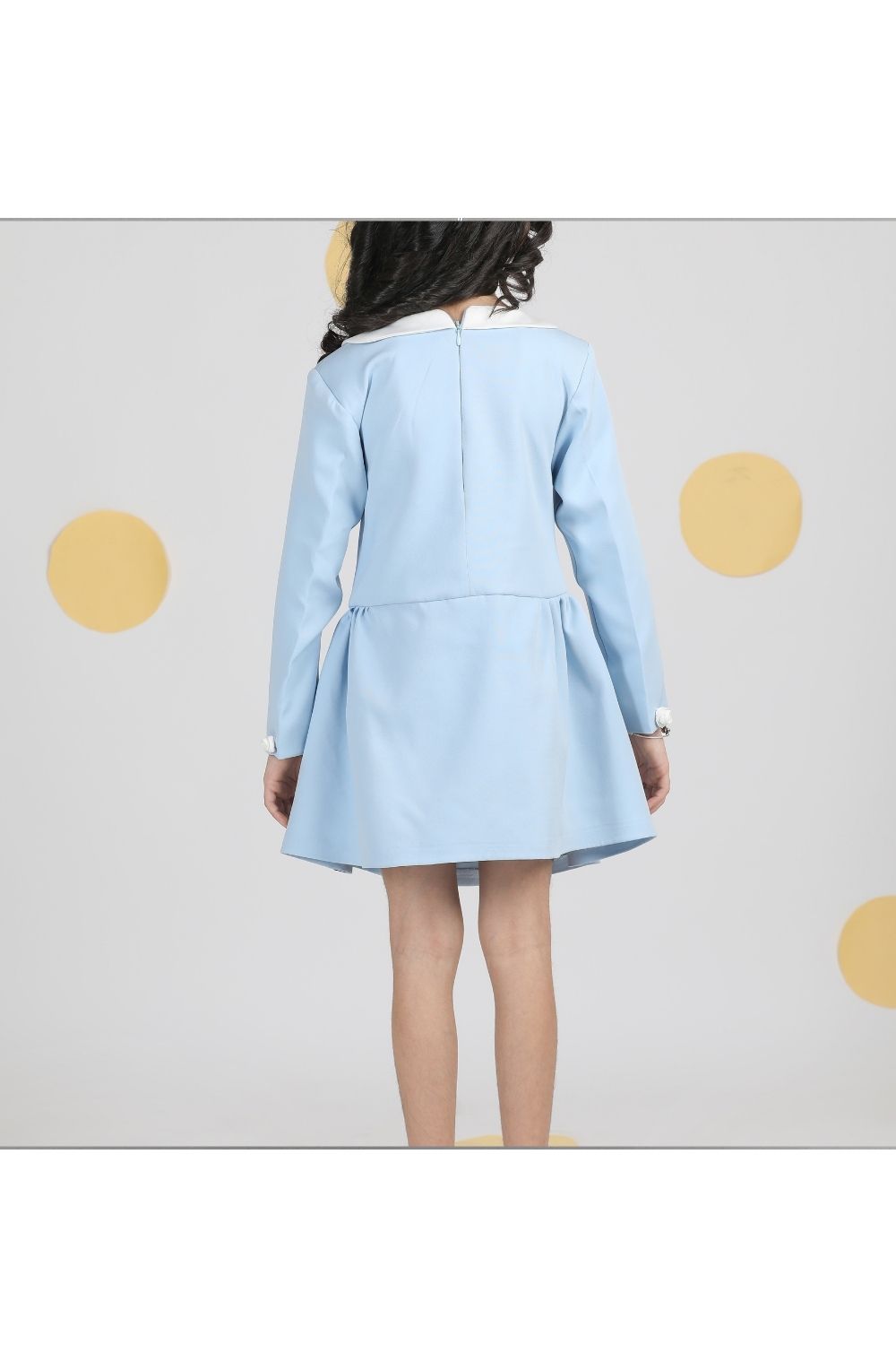 Ice Blue 3D Flower Hand Embroidery Dress