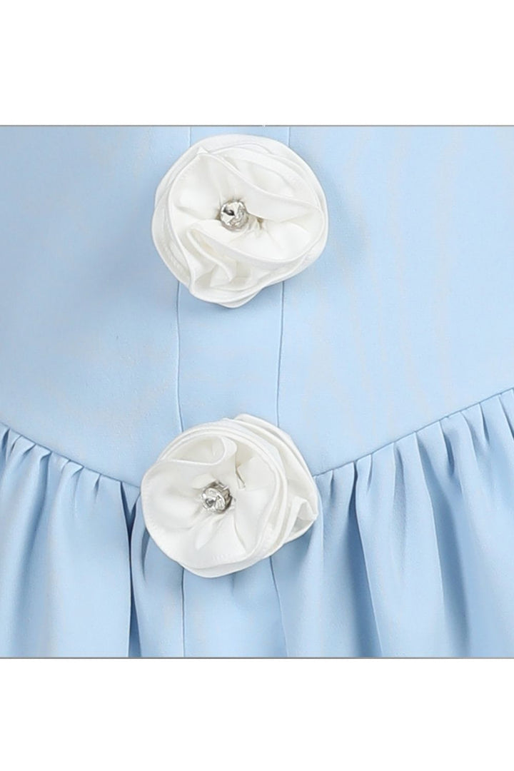 Ice Blue 3D Flower Hand Embroidery Dress