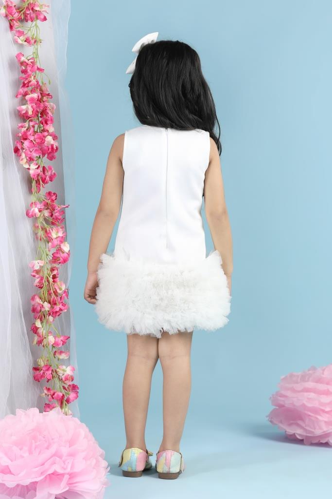 White Neoprene Candy Theme Embroidery Dress