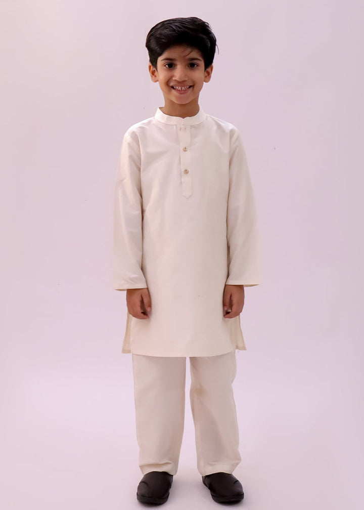 Genda Phool White Kurta and Pant with Mustard Jacket Set