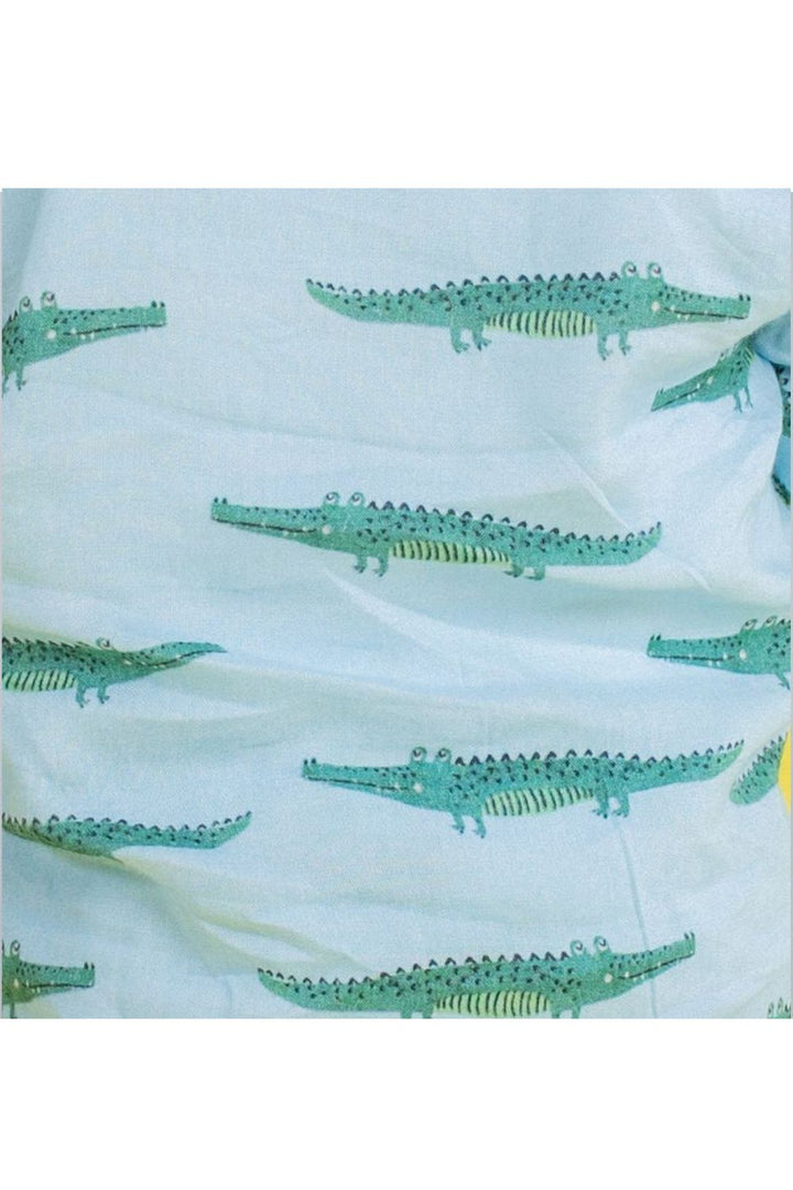 Blue Digital Printed Crocodile Motif Cord Set