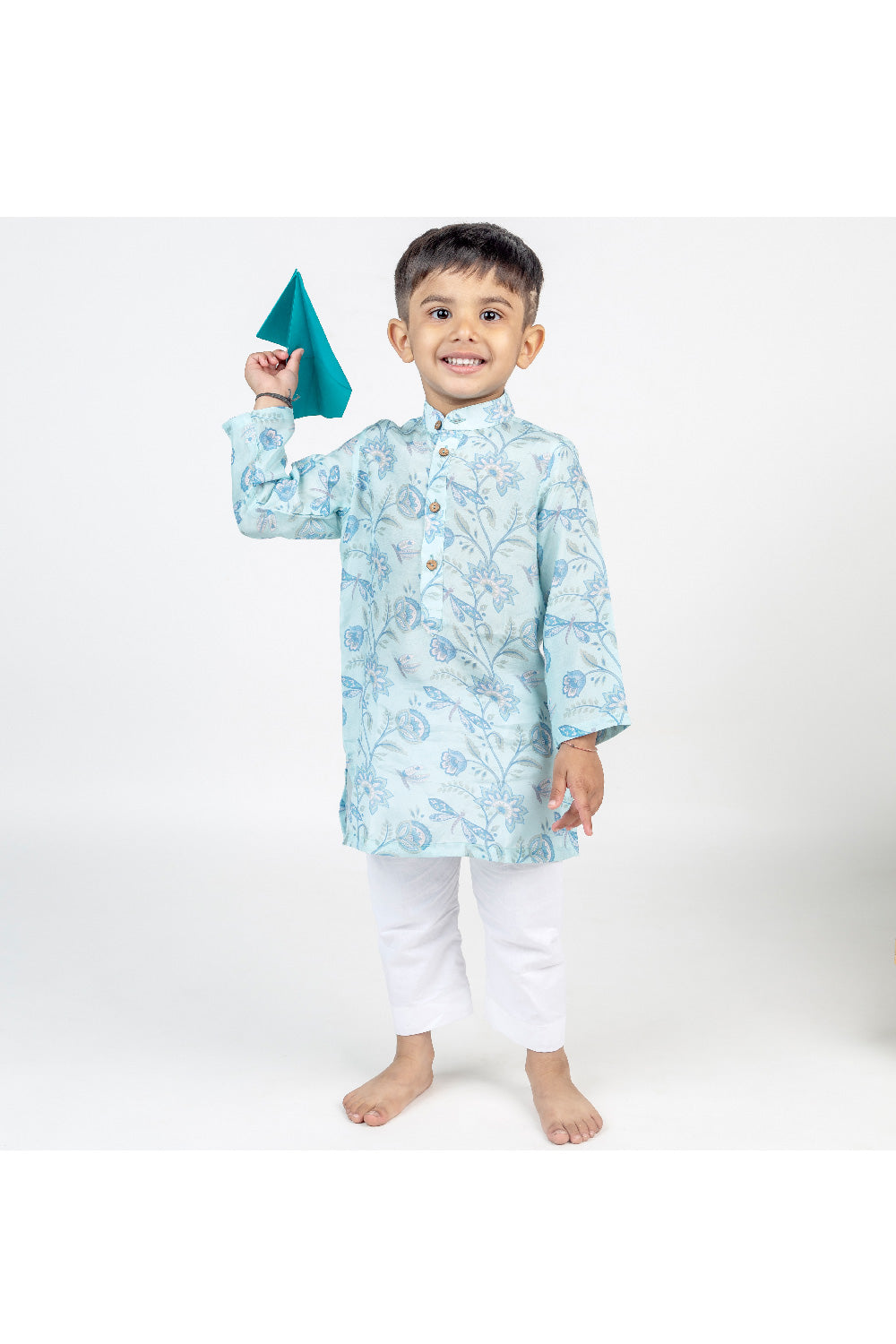 Blue Floral Printed Kurta With Pyjama Set