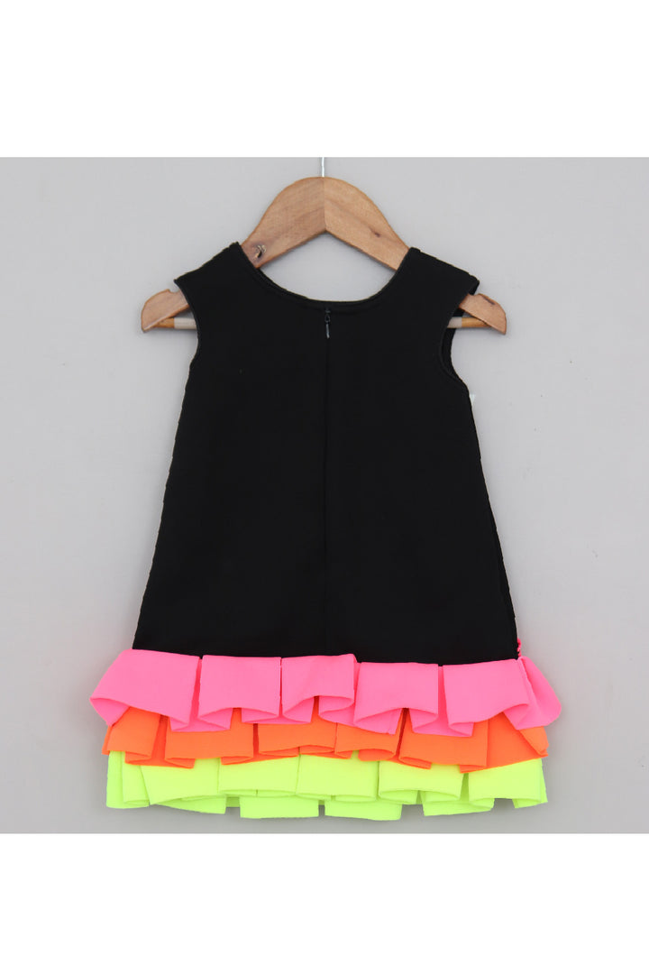 Black dress with triple frill layer and hairband