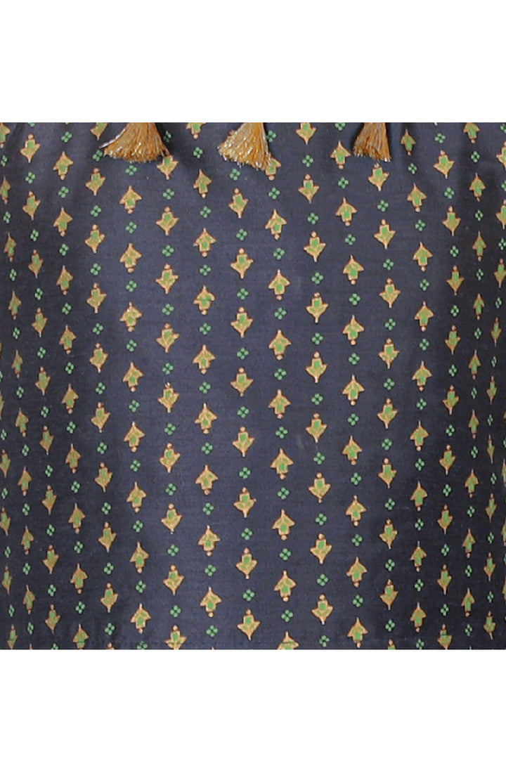 Teal Printed Tie-Up Polyster Crop Top With Dhoti Set