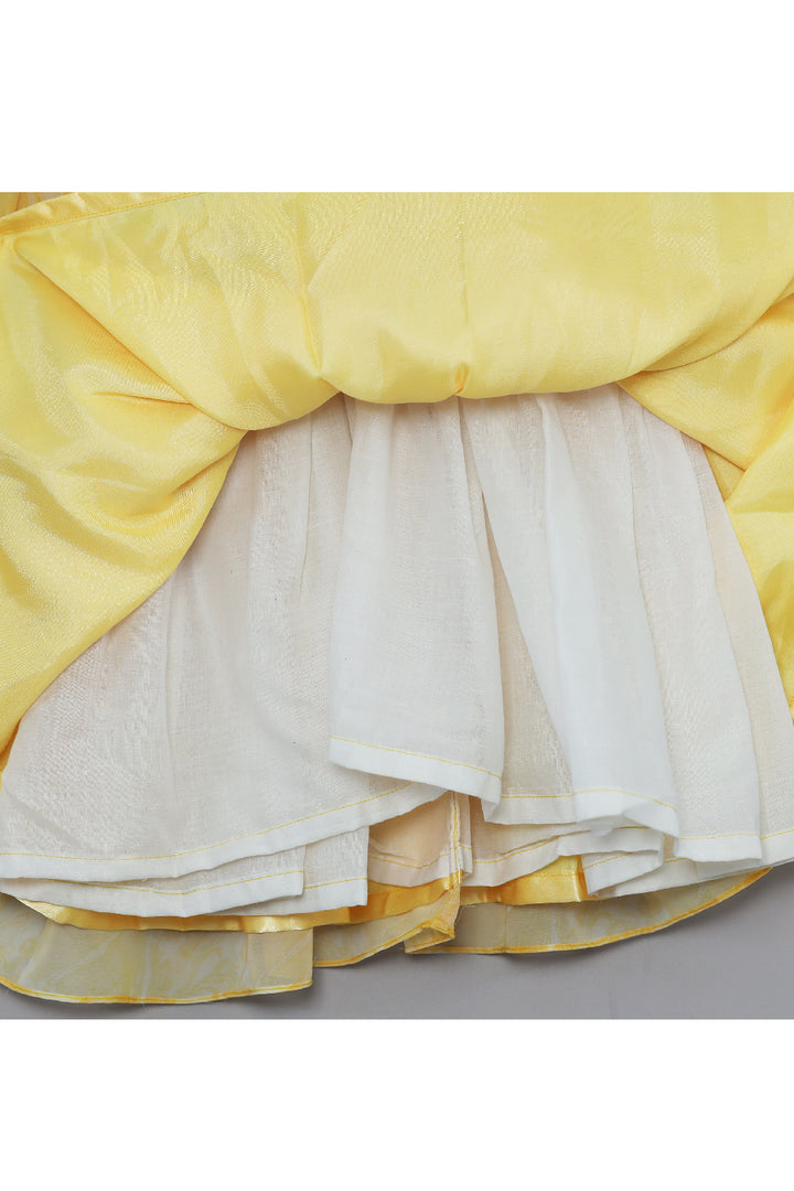 Yellow Embroidered And Lace Detailing Peplum Top With Sharara Set