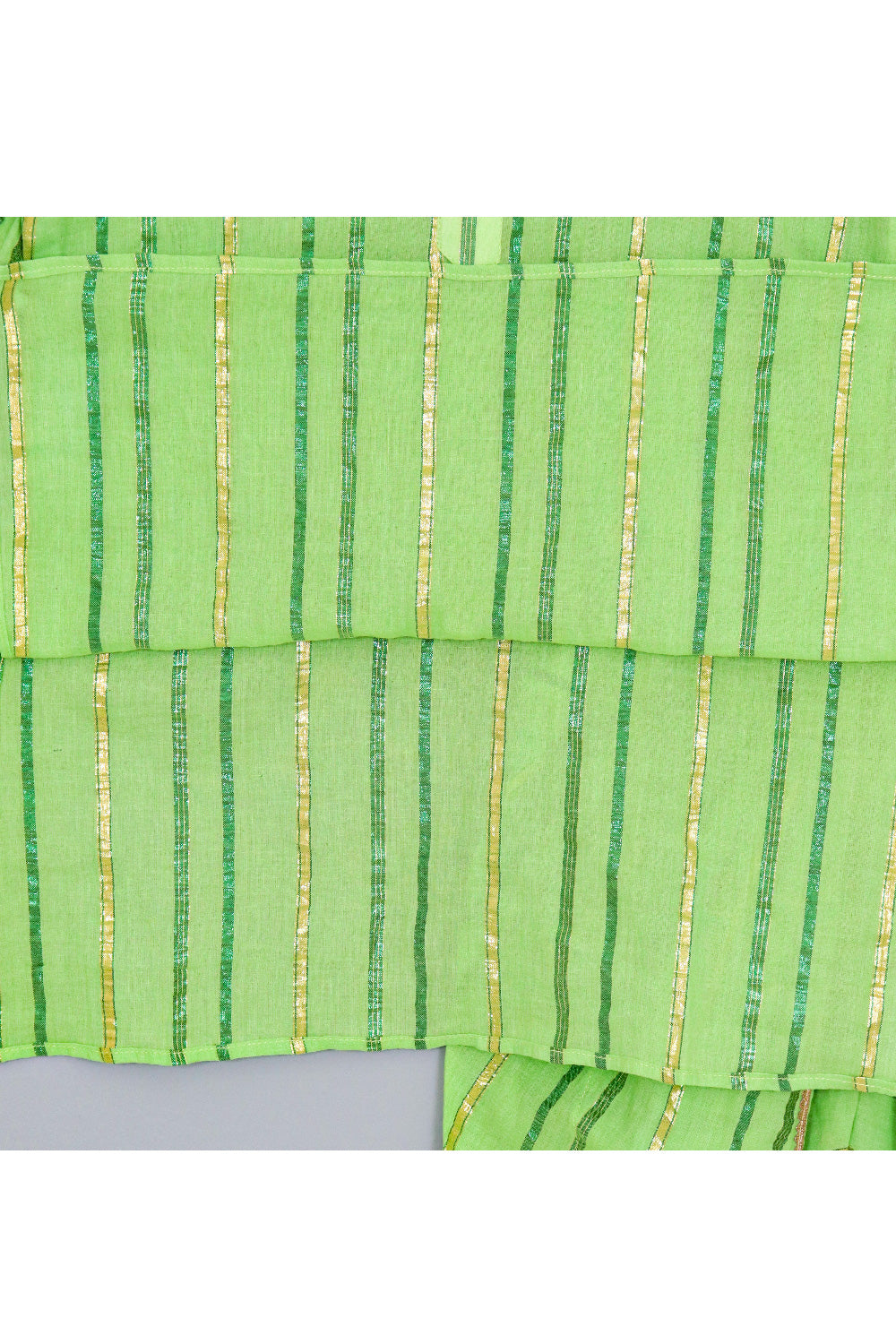 Green Lace Detailing Kurta With Dhoti And Dupatta Set