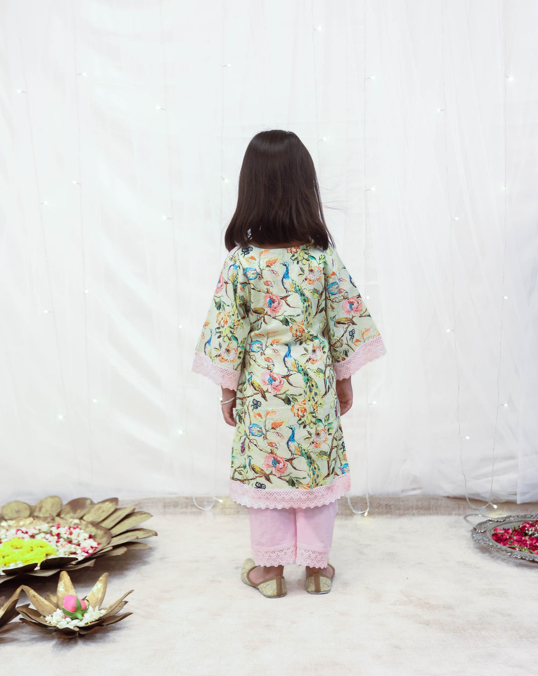Peacock Cotton Printed Kurti With Pant Set