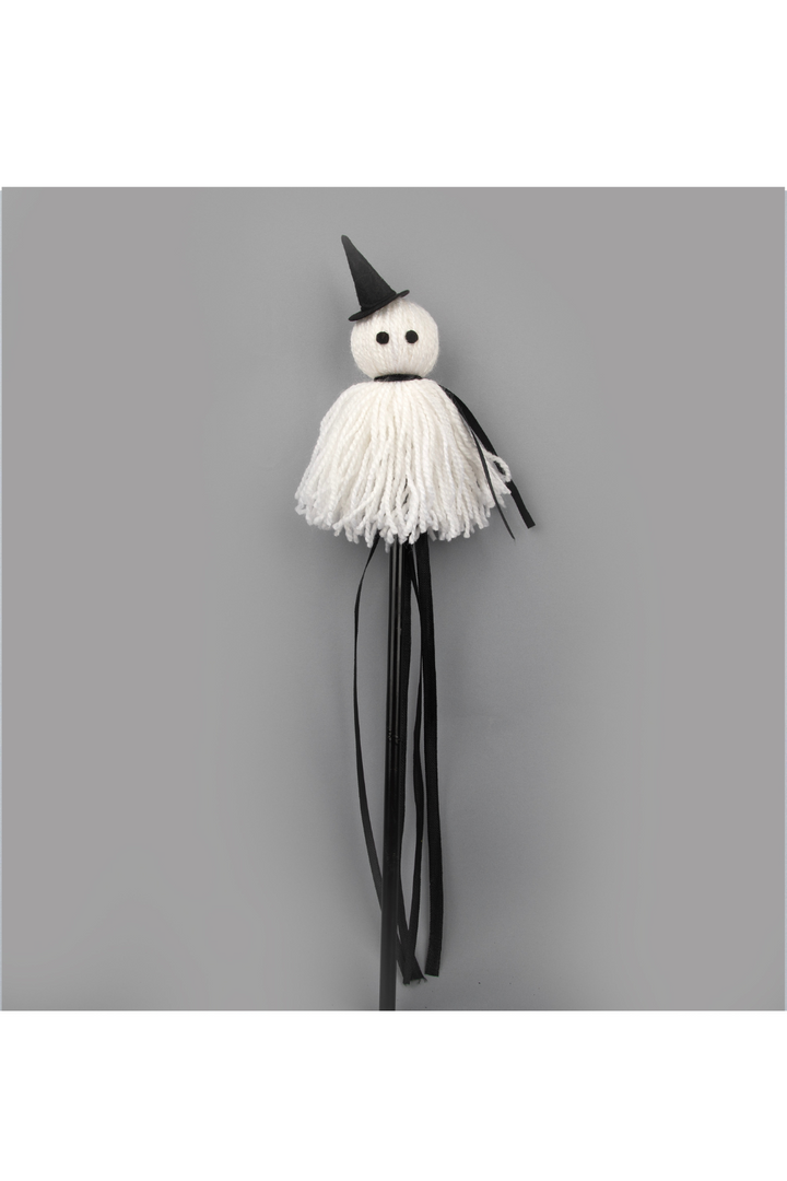 White Cute Ghost Halloween Theme Magic Wand
