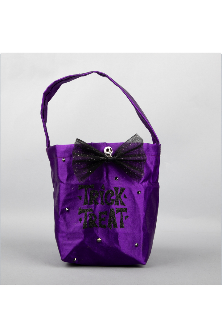 Purple Halloween Theme Trick O Treat Quote Bag