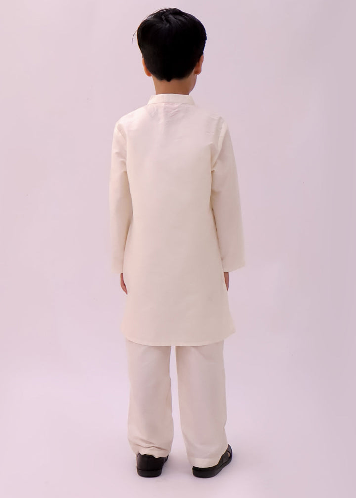 Genda Phool White Kurta and Pant with Mustard Jacket Set