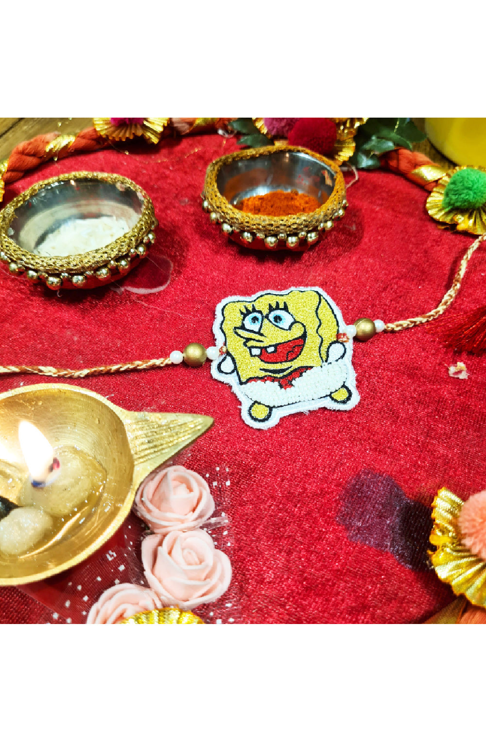 Yellow Spongebob Detailing Adjustable Thread Rakhi