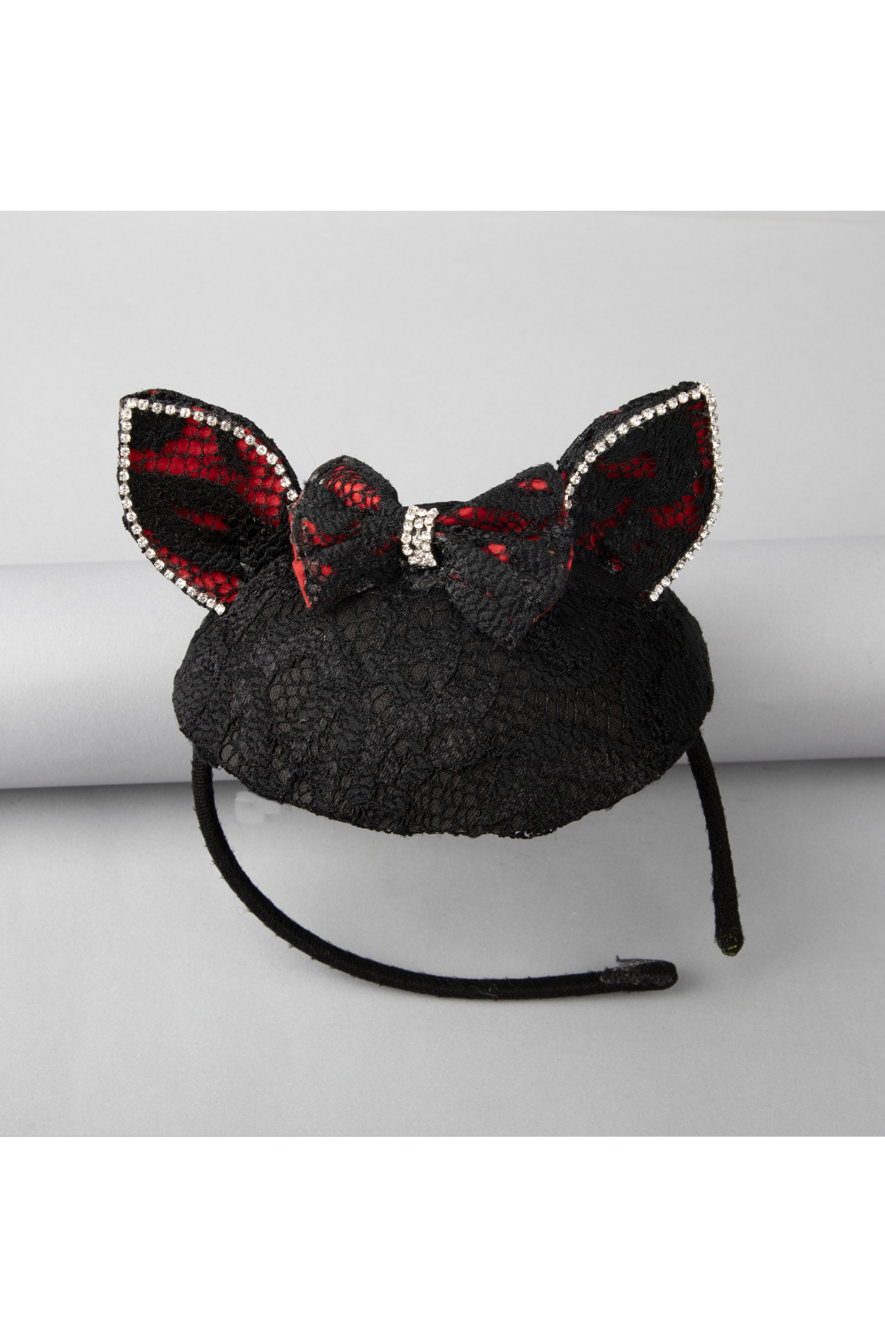 Black Halloween Cat Theme Embellished With Bow And Stones Hairband