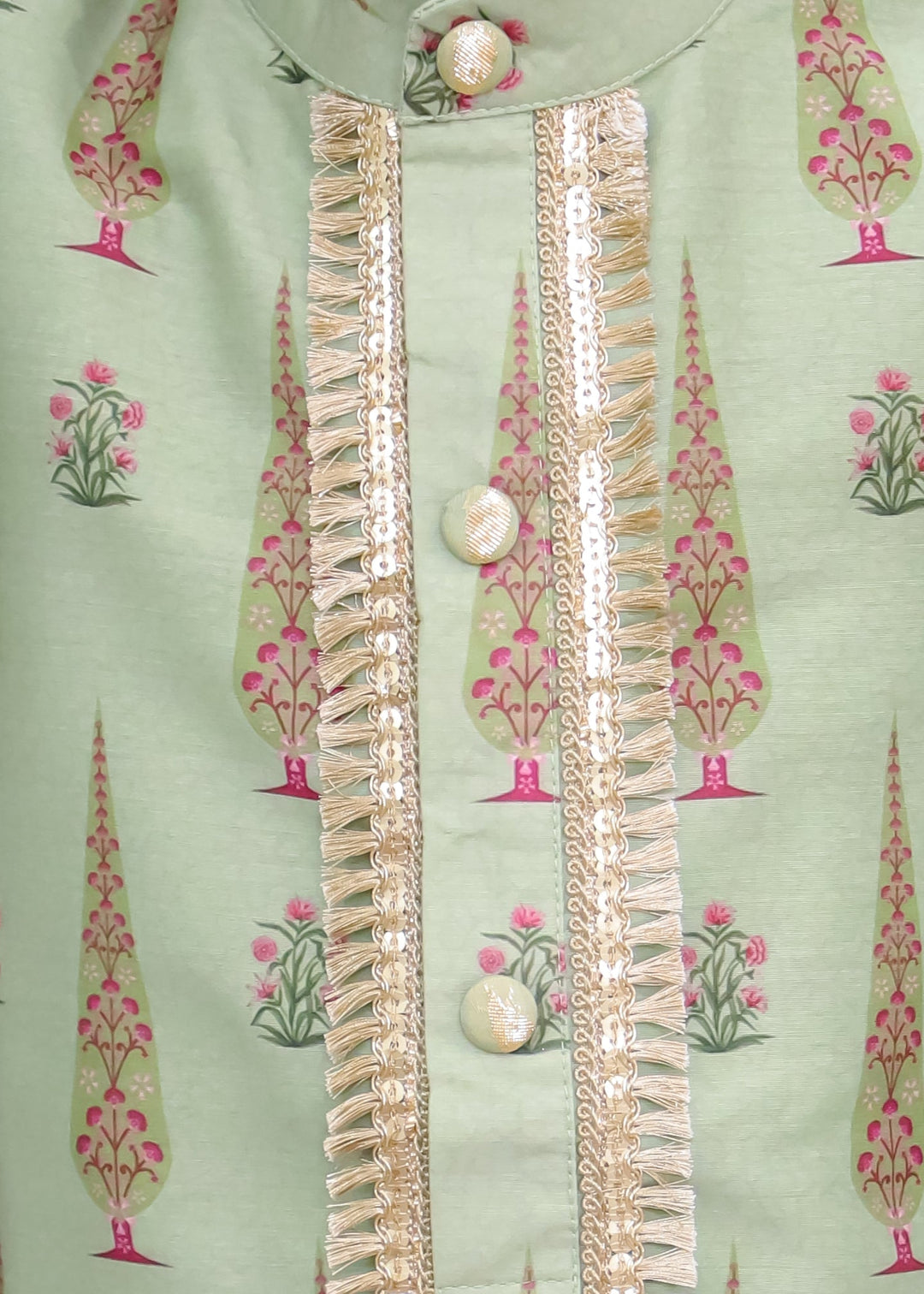 Mint Green Mugal Printed Kurta With Pyjama Set