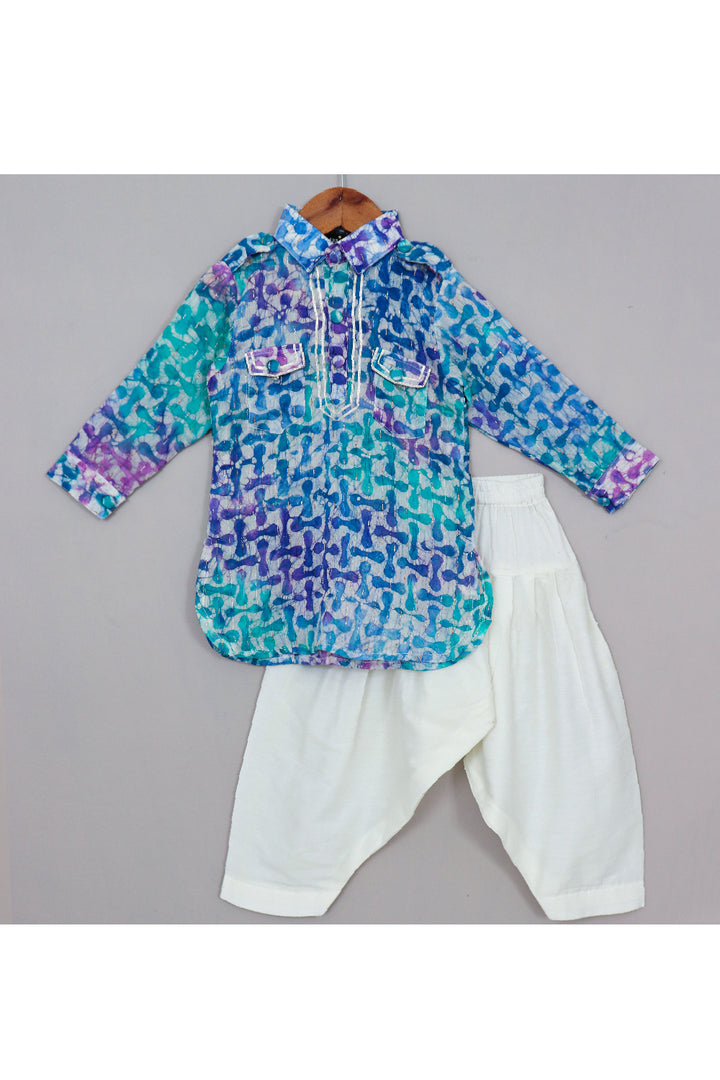 Printed Chanderi Kurta With Cotton Silk Salwar Set