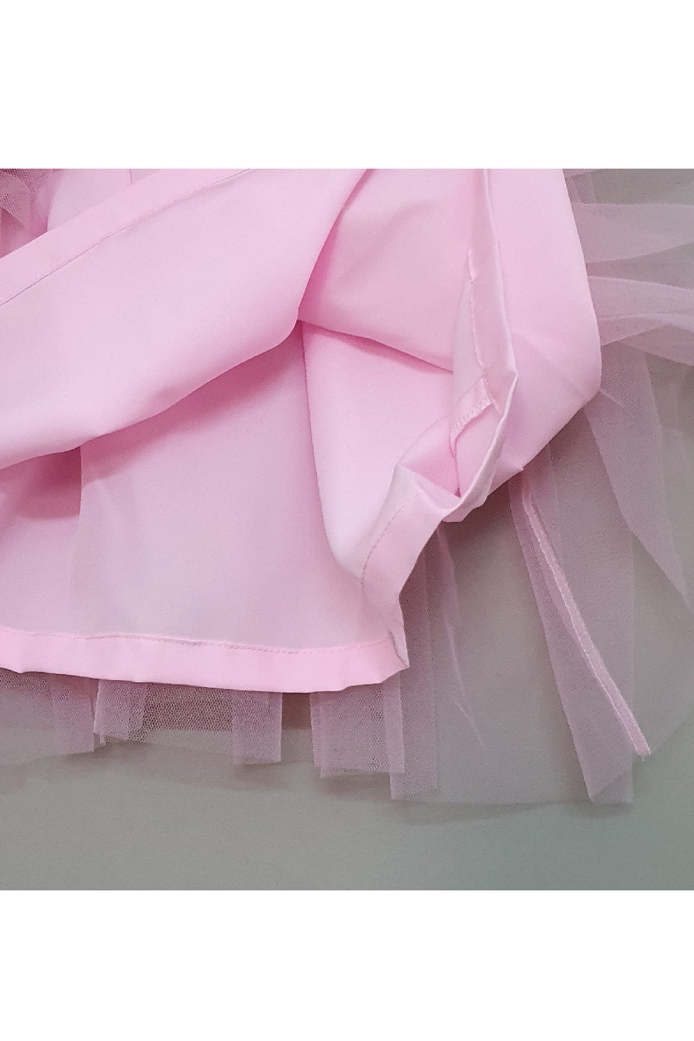 Pink Floral Detailing Net Sleeveless Dress
