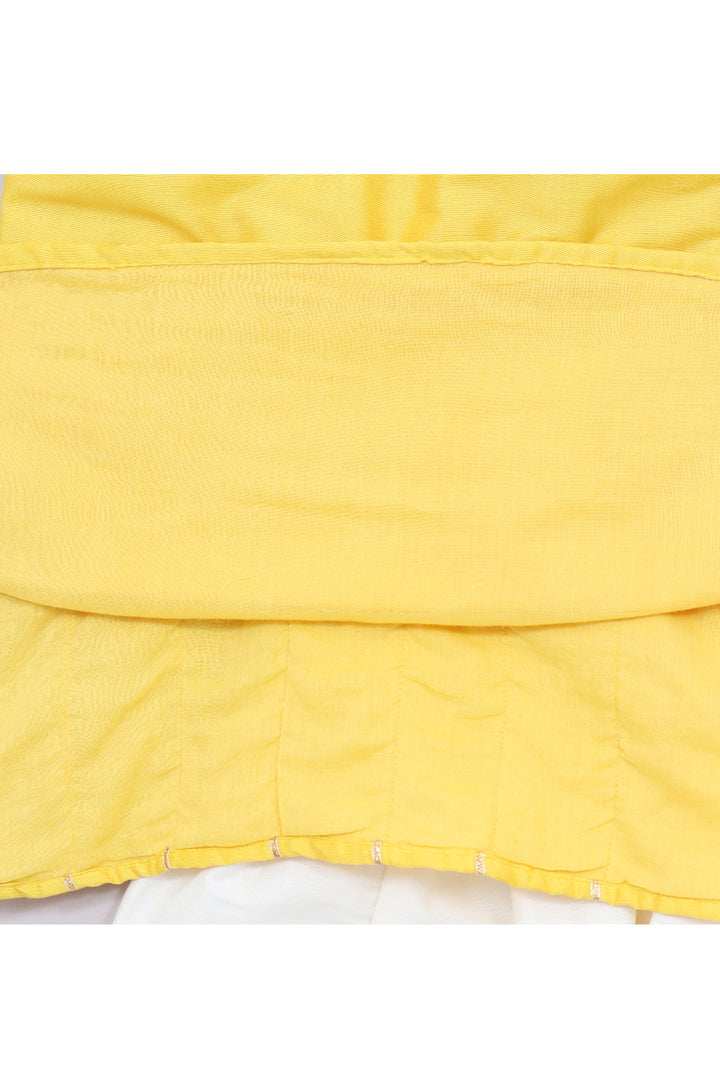 Yellow Gota Detailing Cotton Silk Kurta With Salwar Set