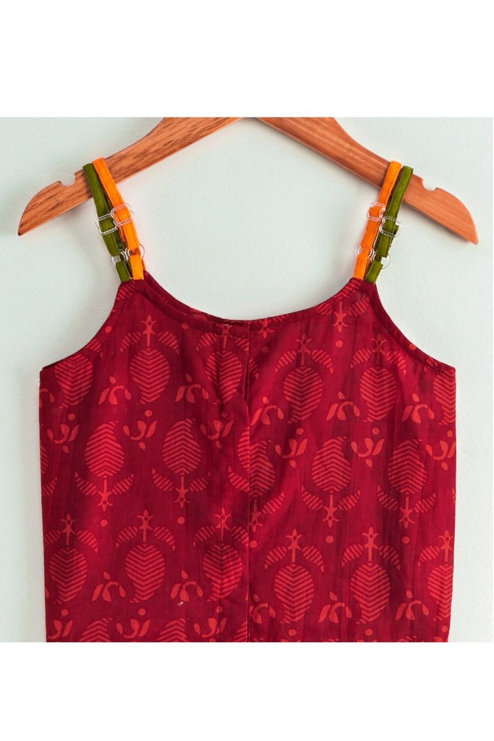 Maroon Printed Top & Yellow Dhoti Pant Set