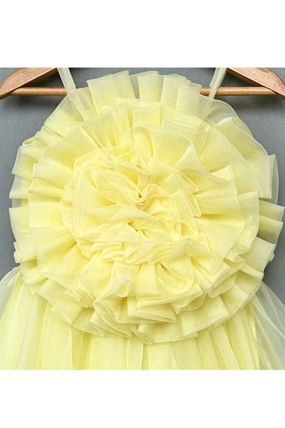 Lemon Yellow Blossom Ruffle Tulle Sleeveless Dress