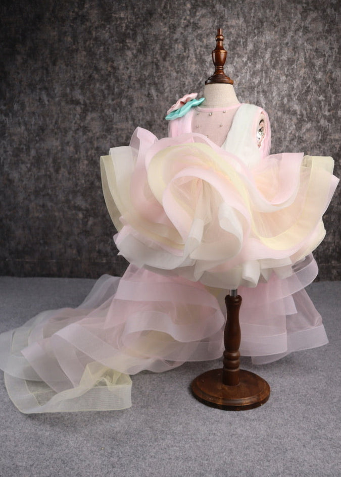 Rainbow Shaded Stone Embellished With Detachable Trail Dress