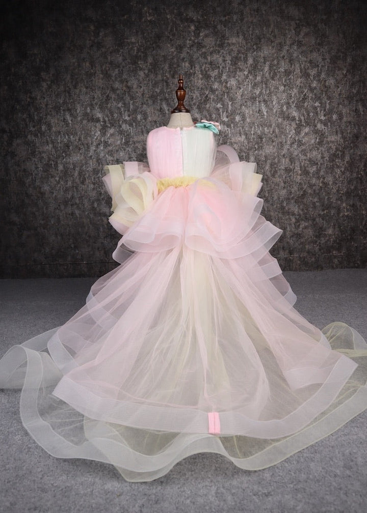 Rainbow Shaded Stone Embellished With Detachable Trail Dress