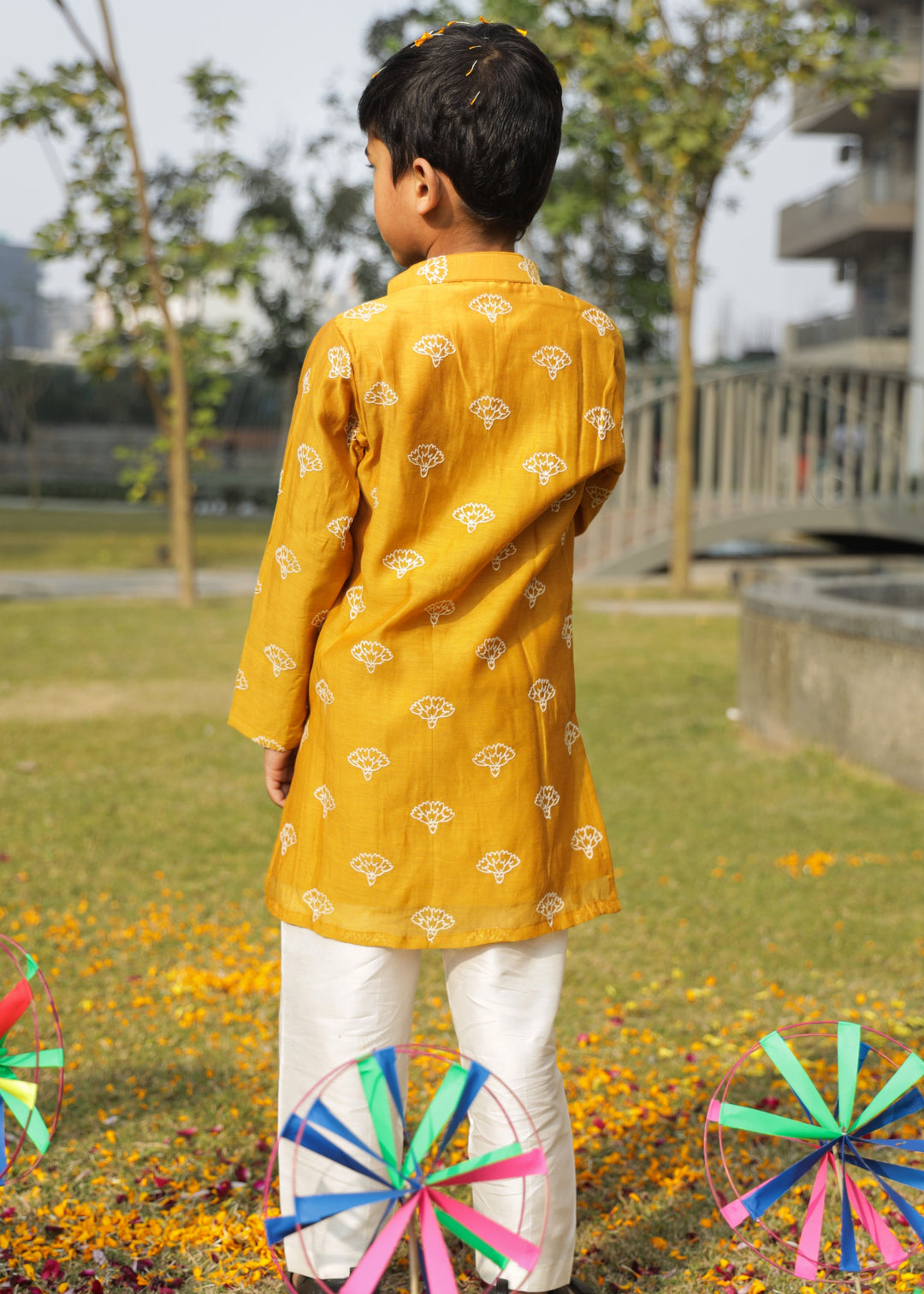 Rust Chanderi Pure Mul Kurta With Cotton Silk Off White Pant Set
