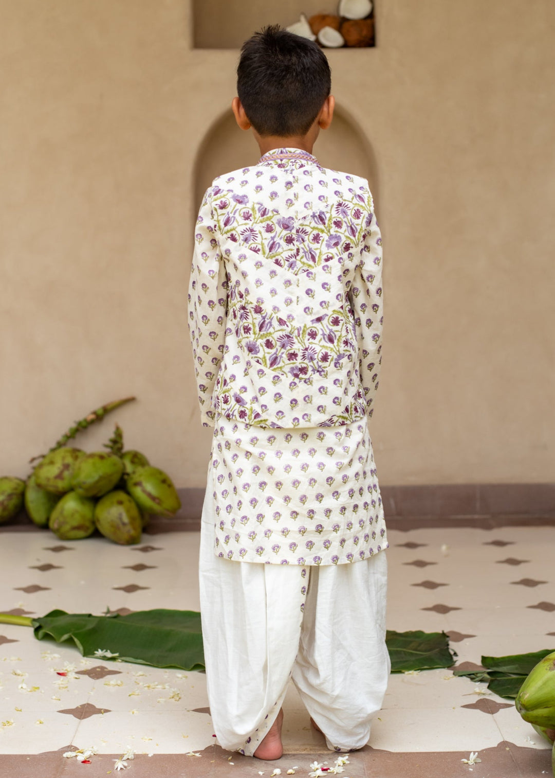 Purple Cotton Printed Jamuni Patch Work Bandi Set