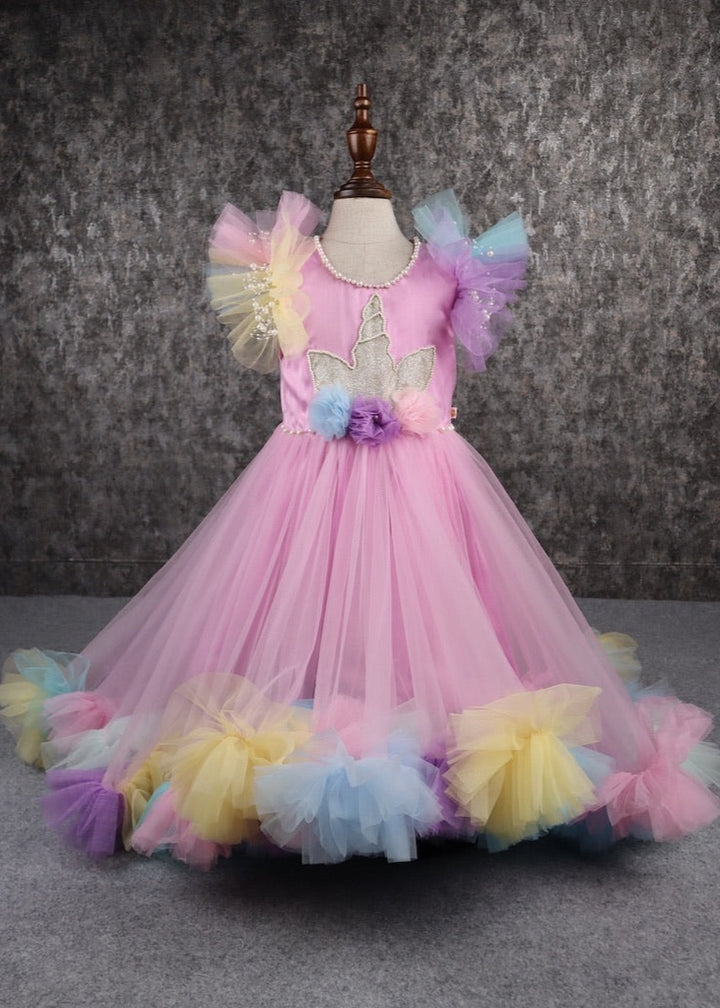 Unicorn Multi-coloured Ruffled Frill Gown