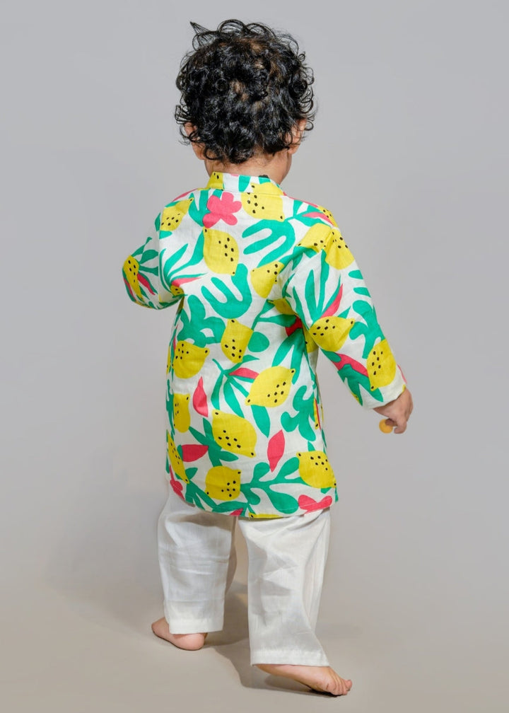 Multicolor Fruit Printed Kurta With Pyjama Set