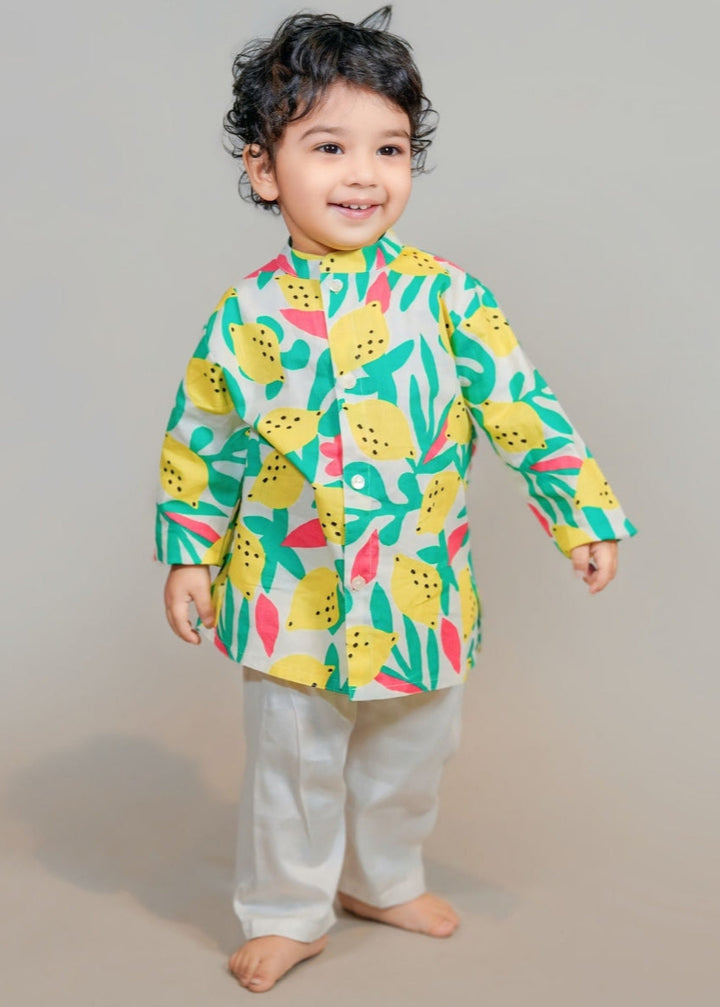 Multicolor Fruit Printed Kurta With Pyjama Set