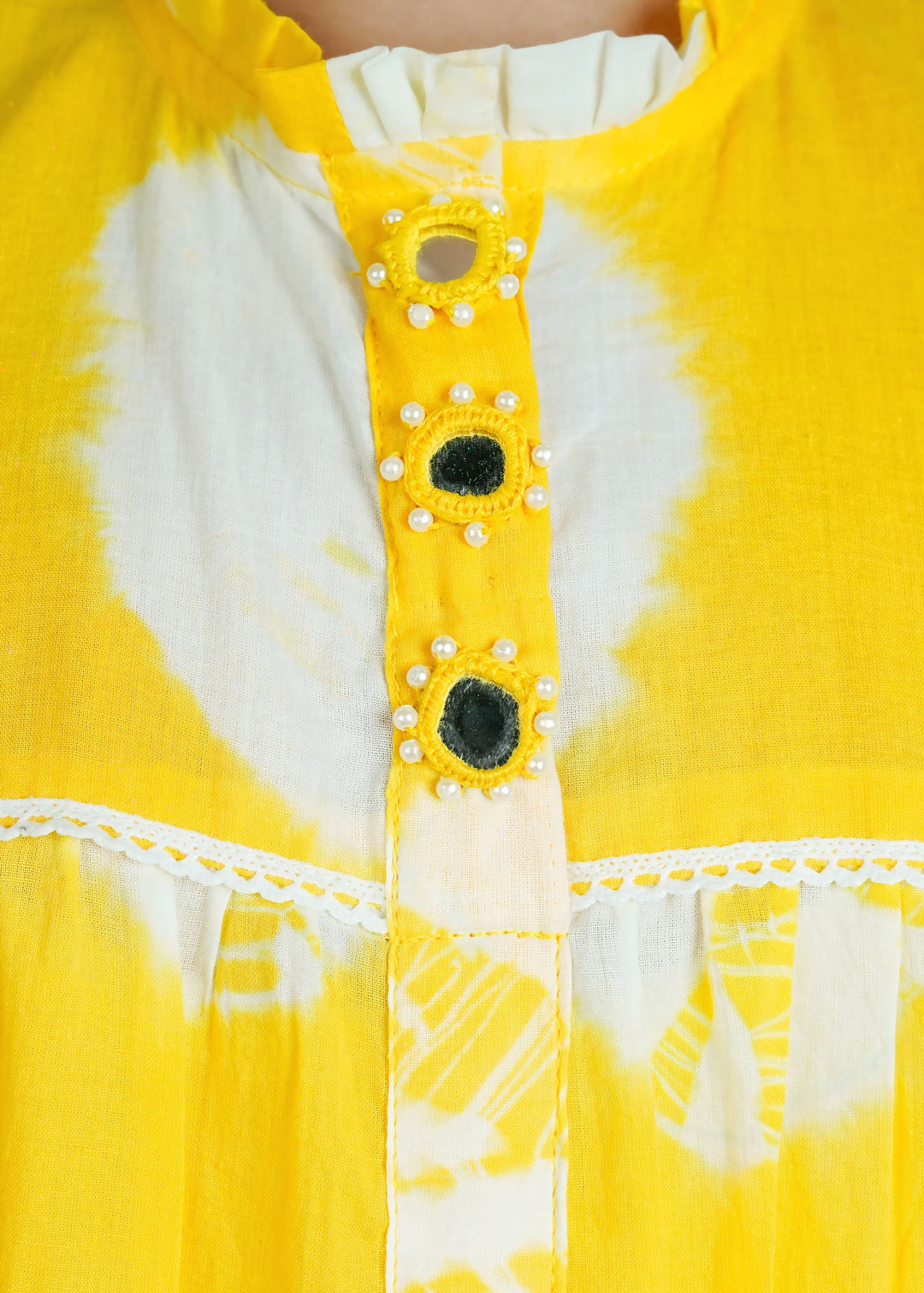 Yellow Tie And Dye Cotton Top With Palazzo Set