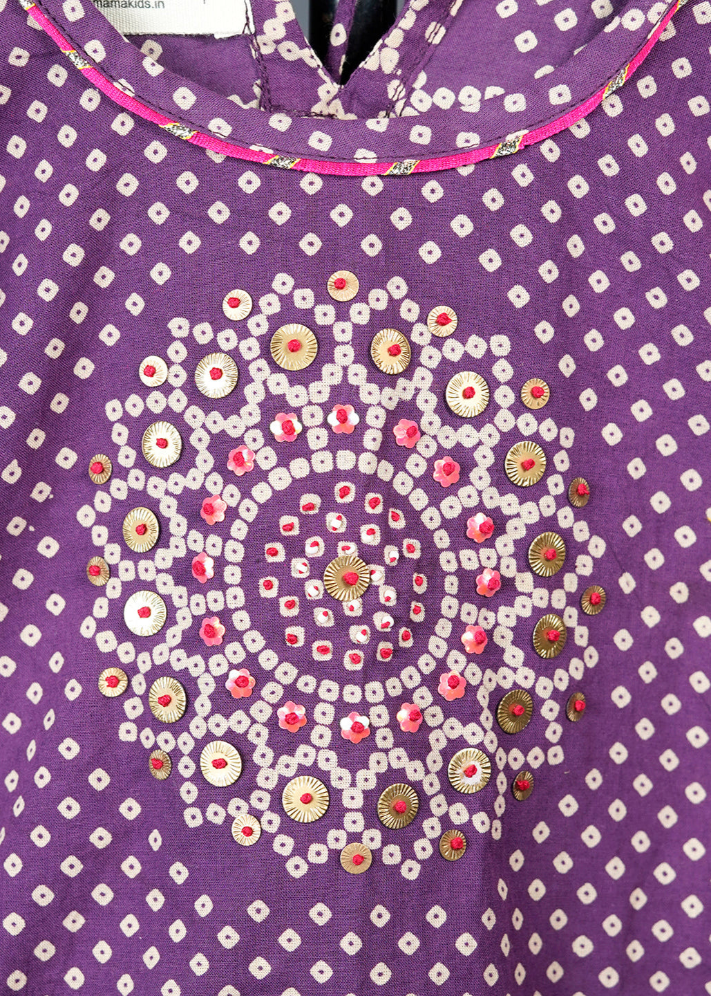 Purple Bandhani Printed Asymmetrical Kurta With Palazzo Set