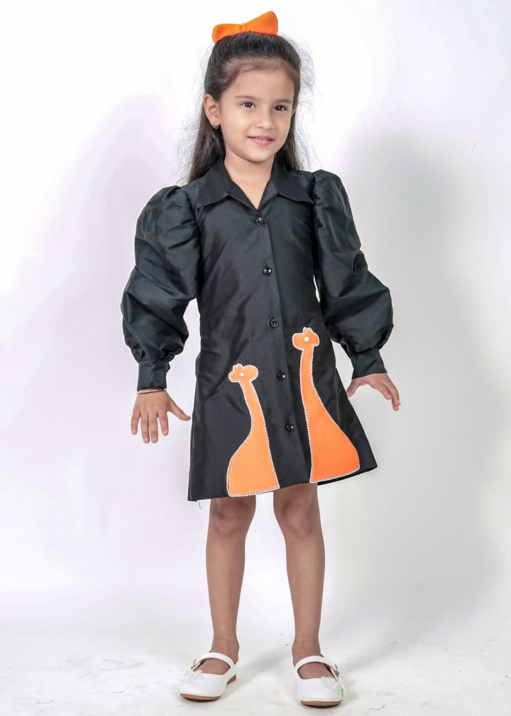 Black Mama Baby Giraffe Shirt Dress