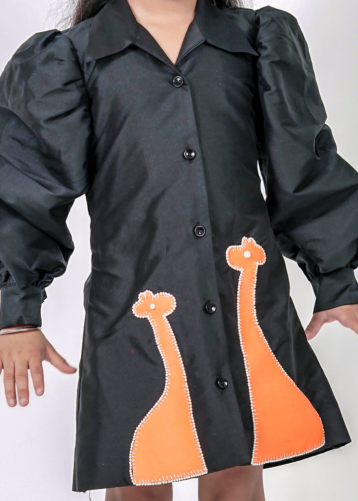 Black Mama Baby Giraffe Shirt Dress