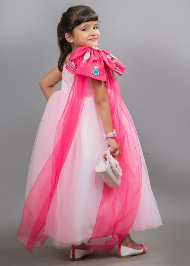 Princess Pink Heavy Satin Soft Gown