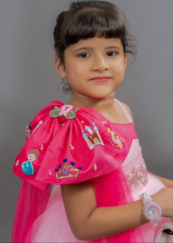 Princess Pink Heavy Satin Soft Gown