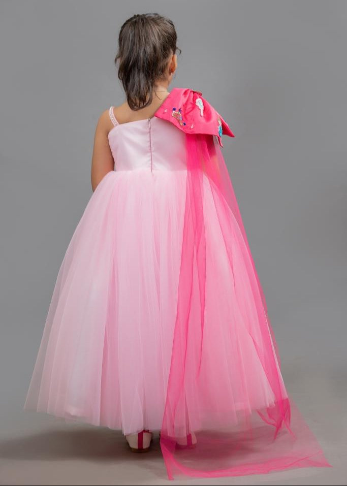 Princess Pink Heavy Satin Soft Gown