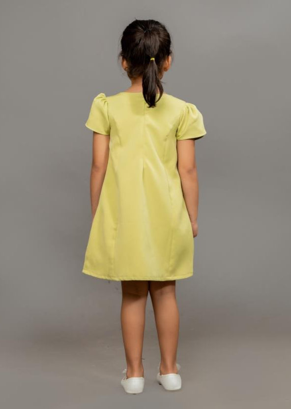 Lime Green Scuba A-line Bow Dress