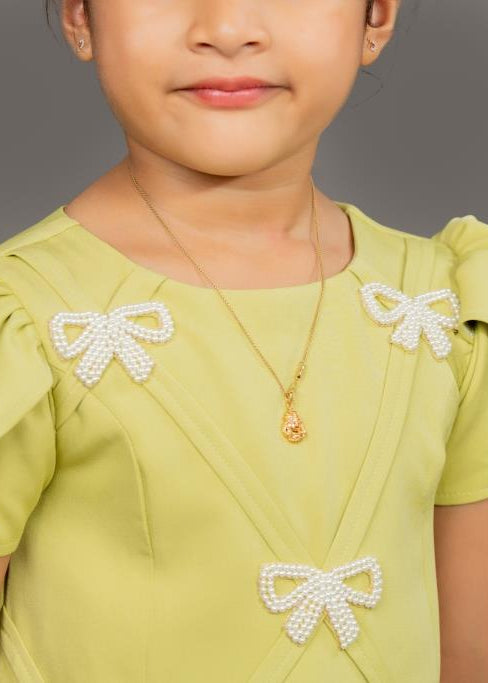 Lime Green Scuba A-line Bow Dress
