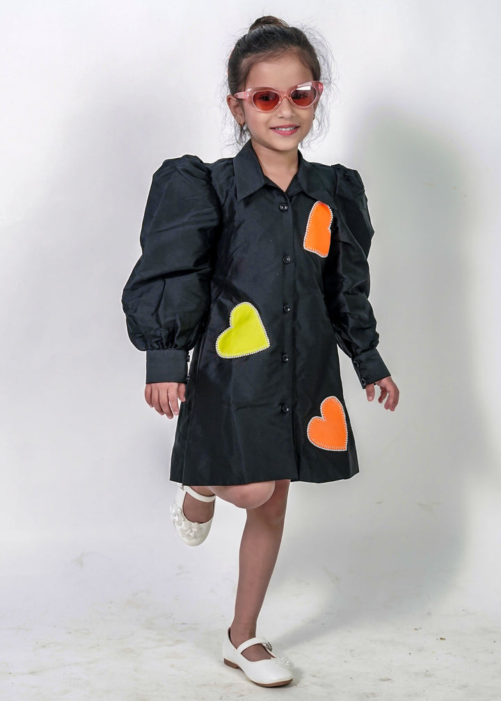 Black Pearls Heart Shirt Dress