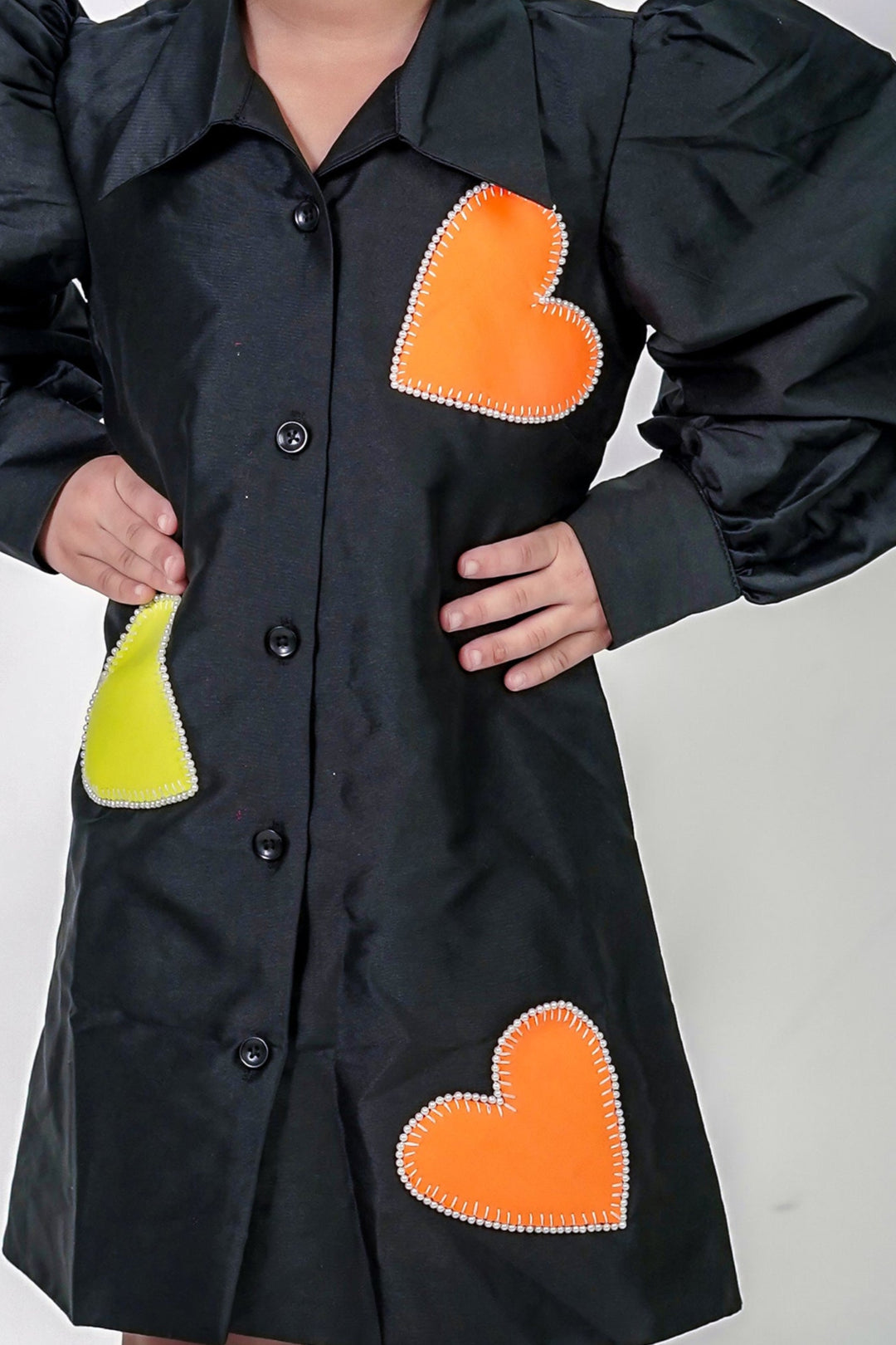Black Pearls Heart Shirt Dress