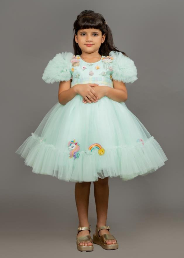 Pastel Mint Green Unicorn Tulle Dress