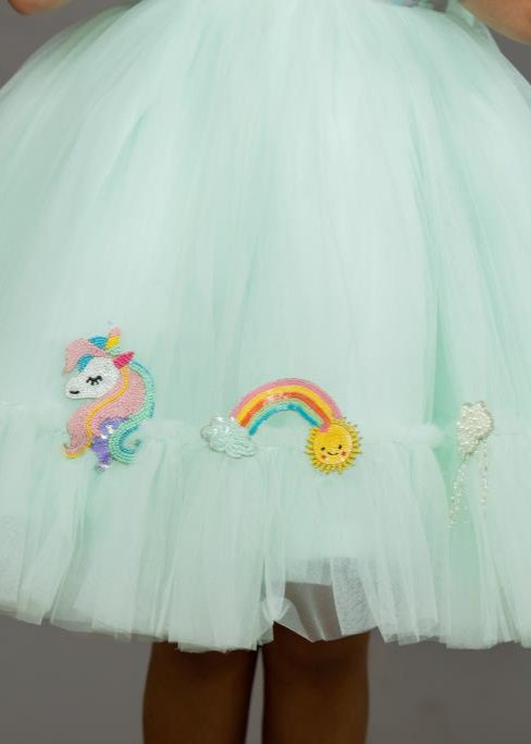 Pastel Mint Green Unicorn Tulle Dress